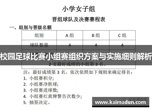 校园足球比赛小组赛组织方案与实施细则解析